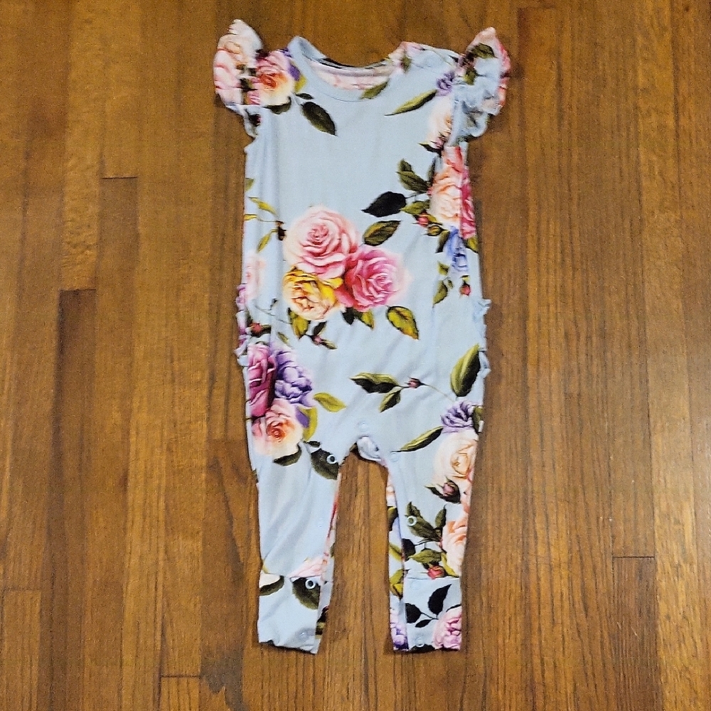 Posh Peanut Pink and Blue Floral Romper